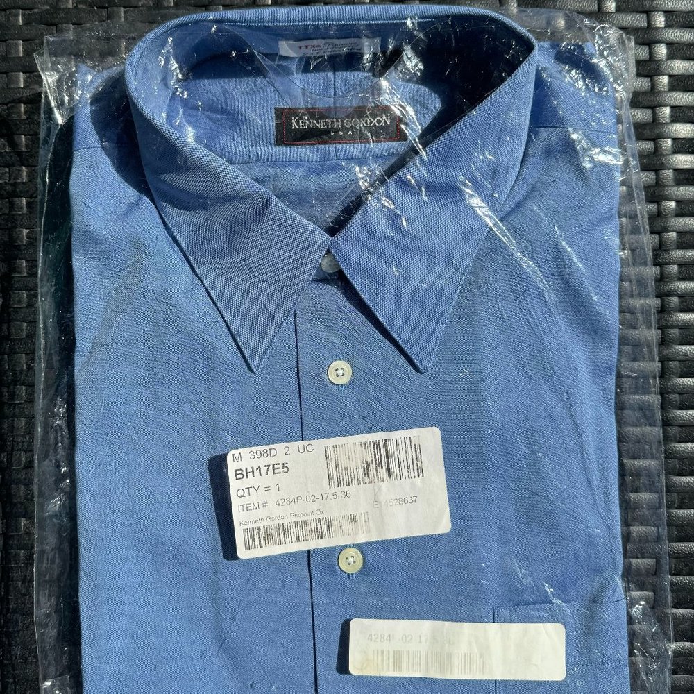 Kenneth Gordon, XXL, 17.5 x 36, Blue dress shirt